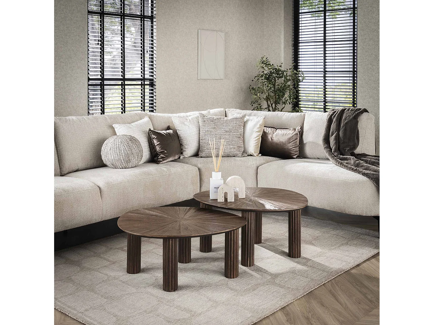 Table basse Maya Teck - Teck Brun Rouille - Lot de 2