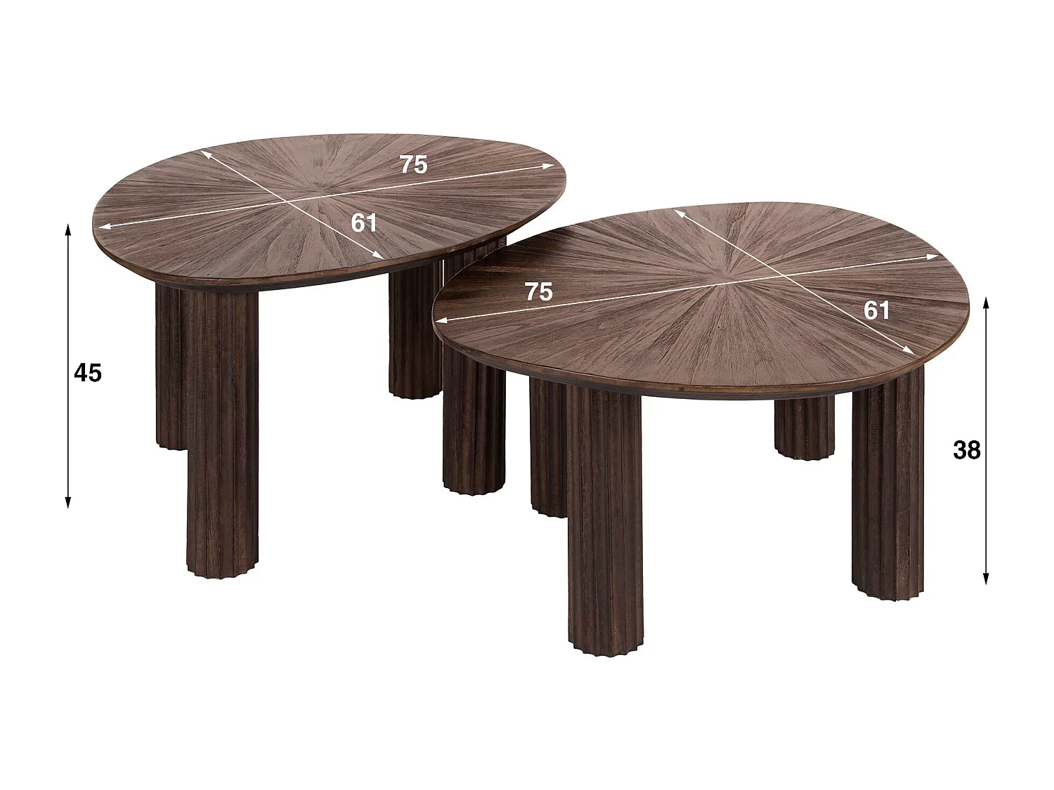 Table basse Maya Teck - Teck Brun Rouille - Lot de 2