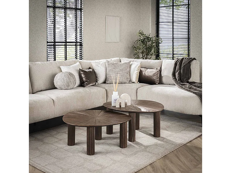 Table basse Maya Teck - Teck Brun Rouille - Lot de 2