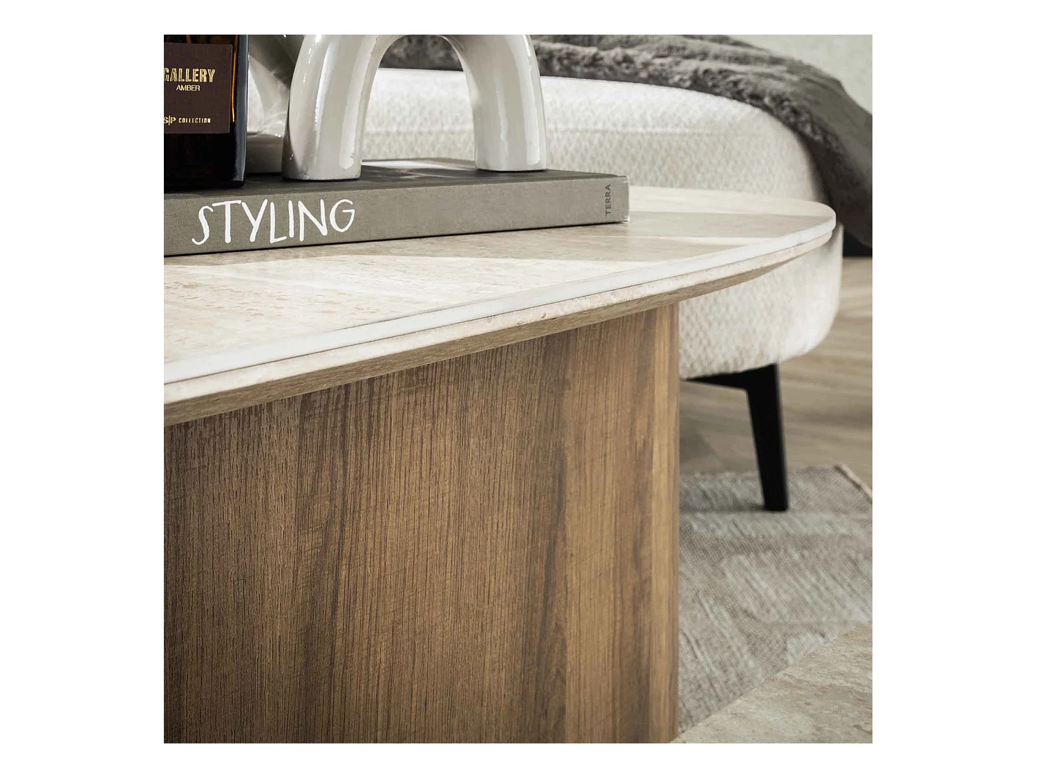 Salontafel Romano Driehoekig - Keramisch Travertin - Set van 2