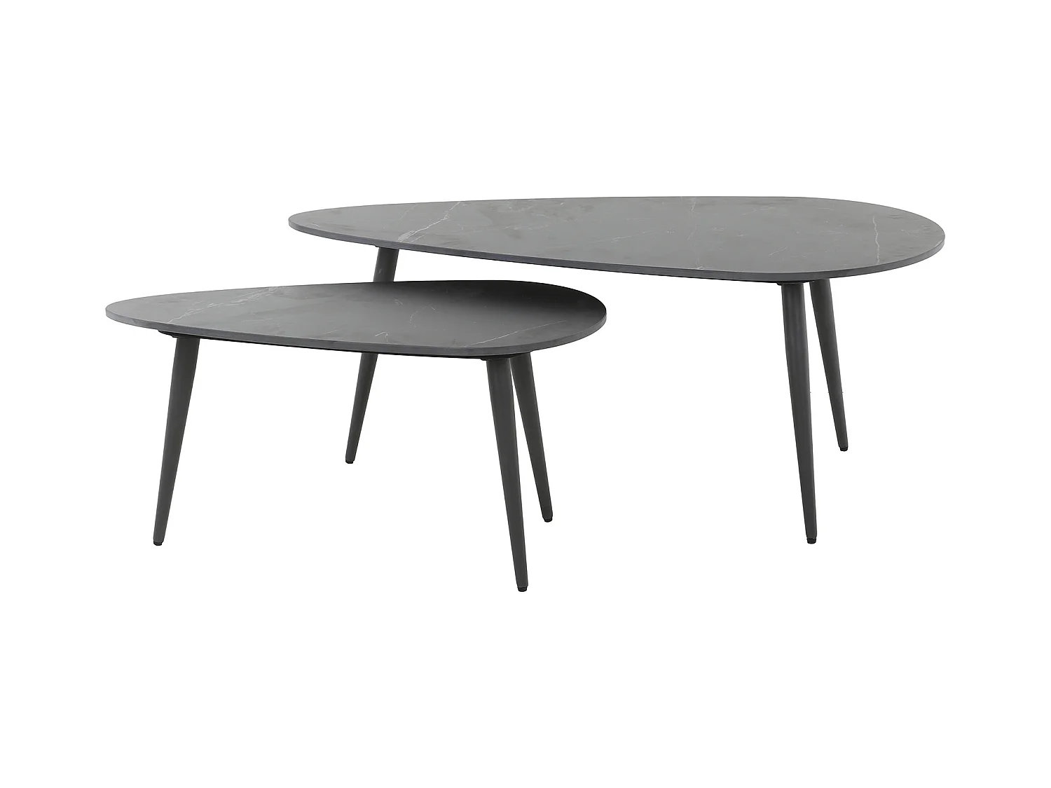 Table basse en céramique en forme de rein - Noir - Lot de 2