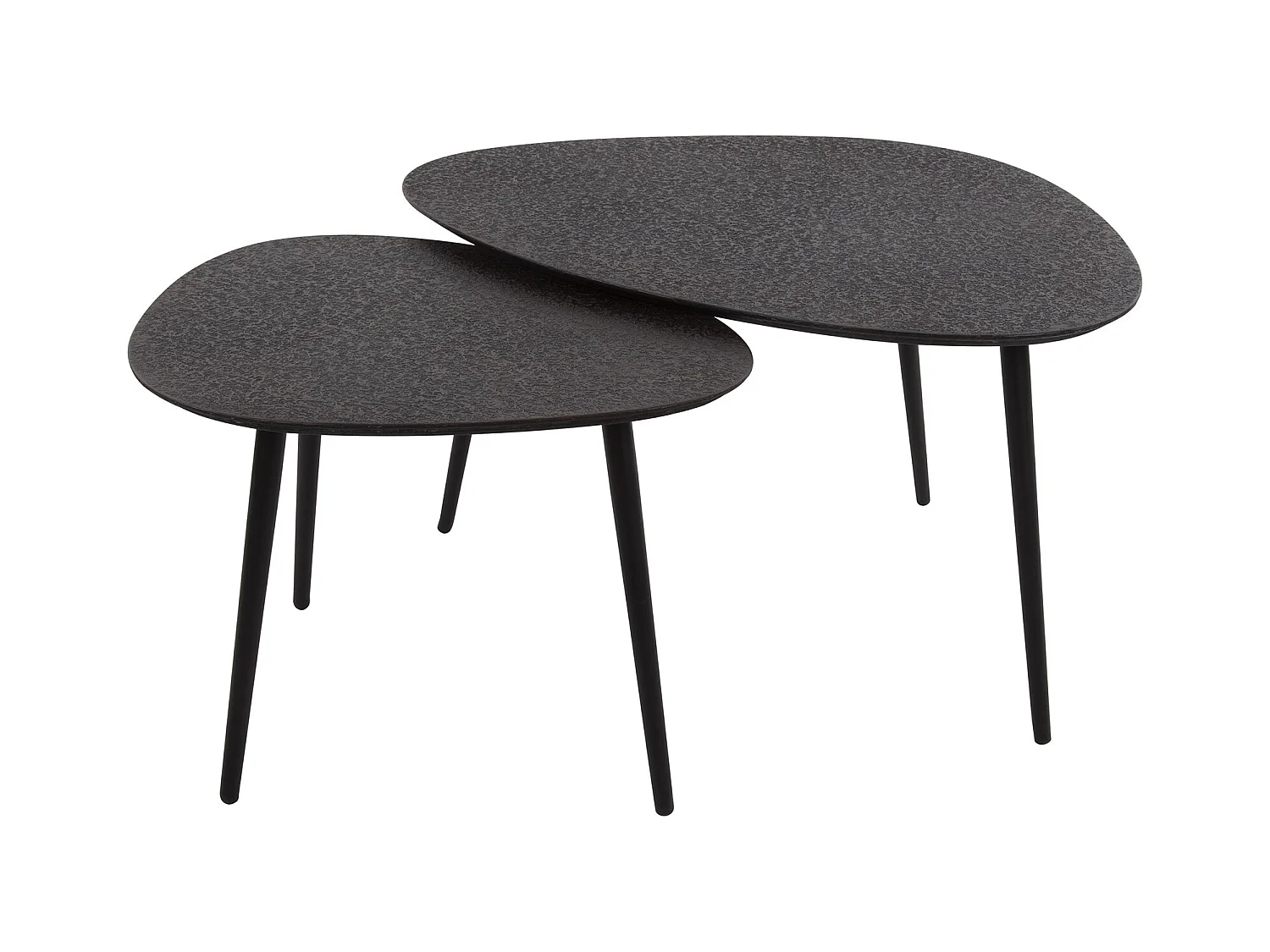 Table basse triangulaire métallique - Gris - Lot de 2