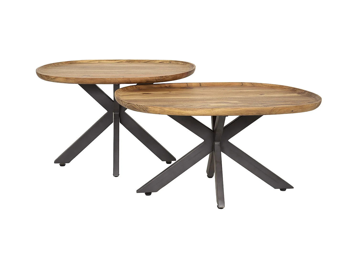 Table basse Spider - Acacia massif naturel - Lot de 2
