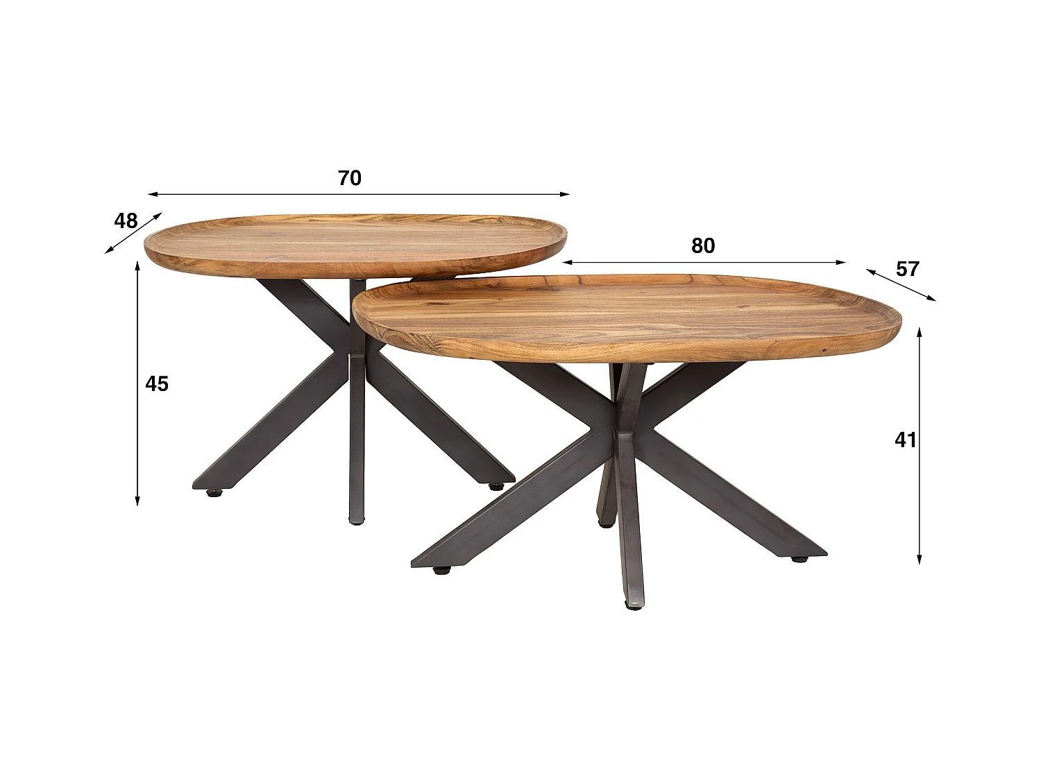 Table basse Spider - Acacia massif naturel - Lot de 2