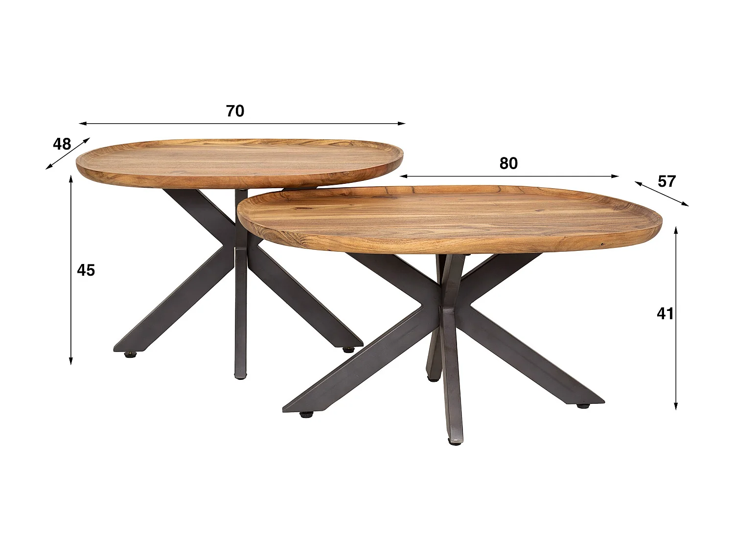 Salontafel Spider - Massief Acacia Naturel - Set van 2