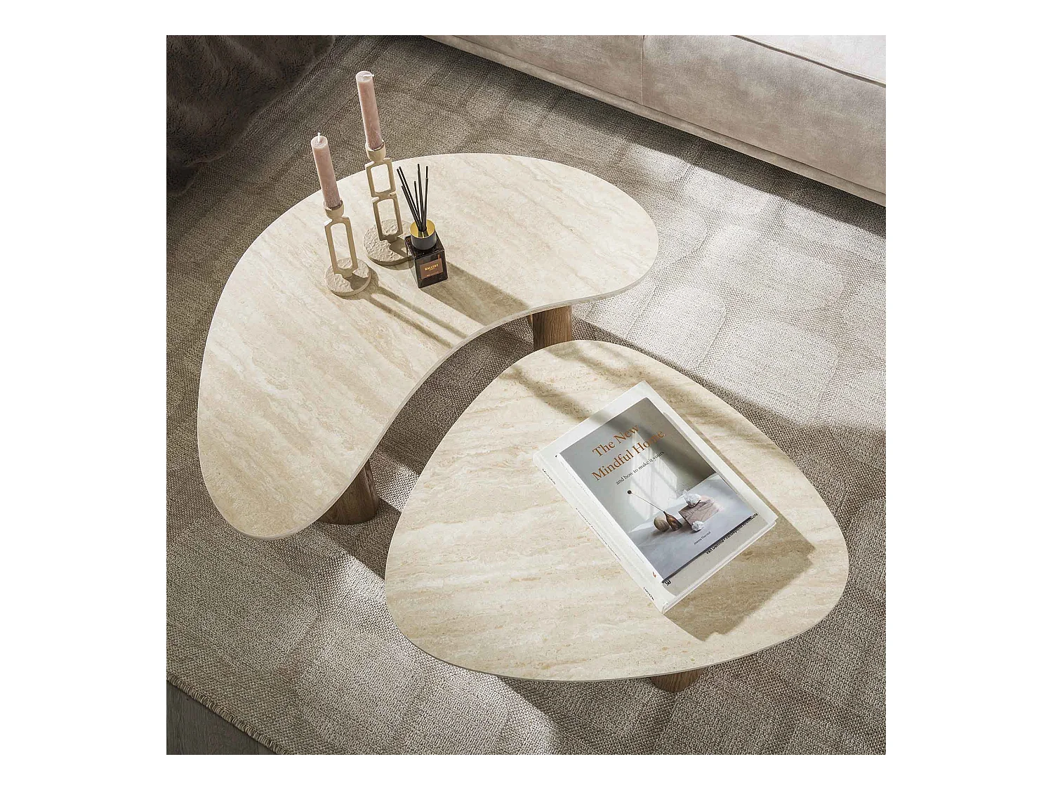 Couchtisch Romano Organic in Travertinoptik - 2er-Set