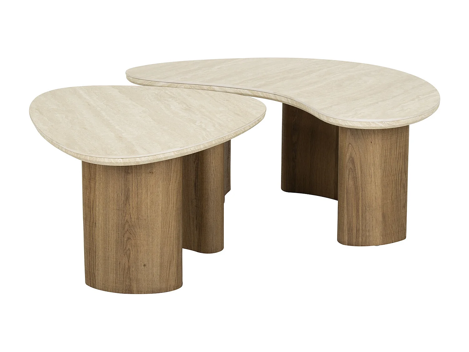 Table basse aspect travertin biologique Romano - Lot de 2