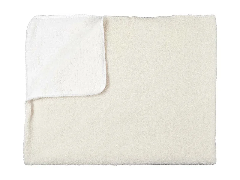 Plaid 120x150cm Tissu Bouclette Crème et Sherpa - IVY