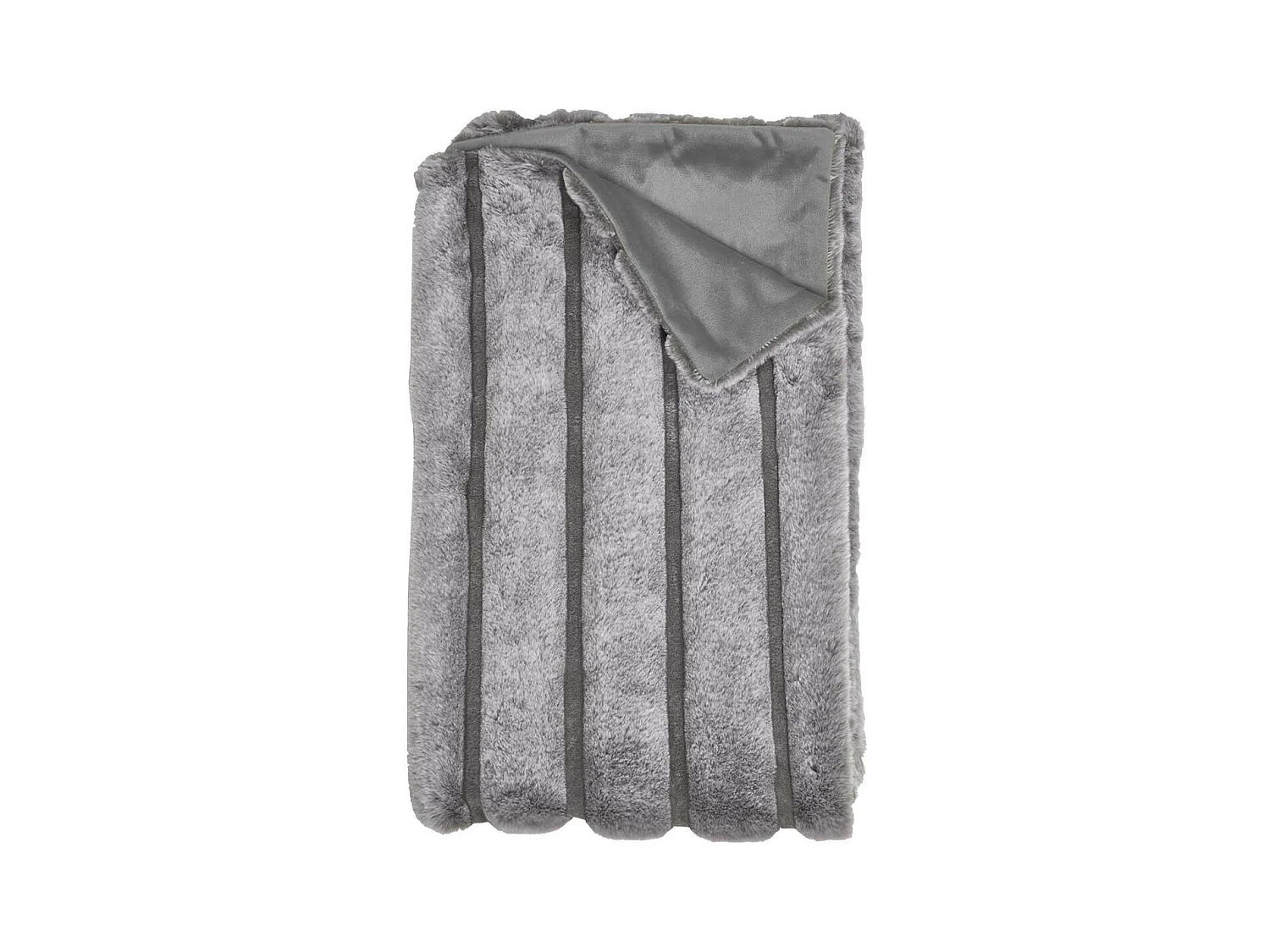 Plaid Ultra Doux 120x150cm Texturé Imitation Fourrure Gris - LORIS