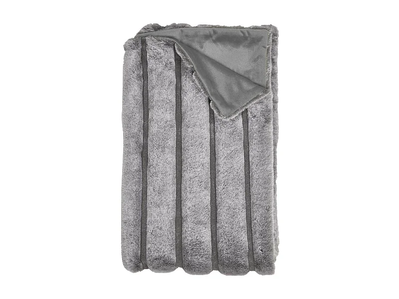 Plaid Ultra Doux 120x150cm Texturé Imitation Fourrure Gris - LORIS