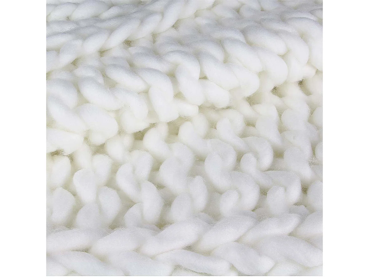 Plaid Chunky 120x150cm Grosse Maille Tressée Coloris Blanc - LOTOV