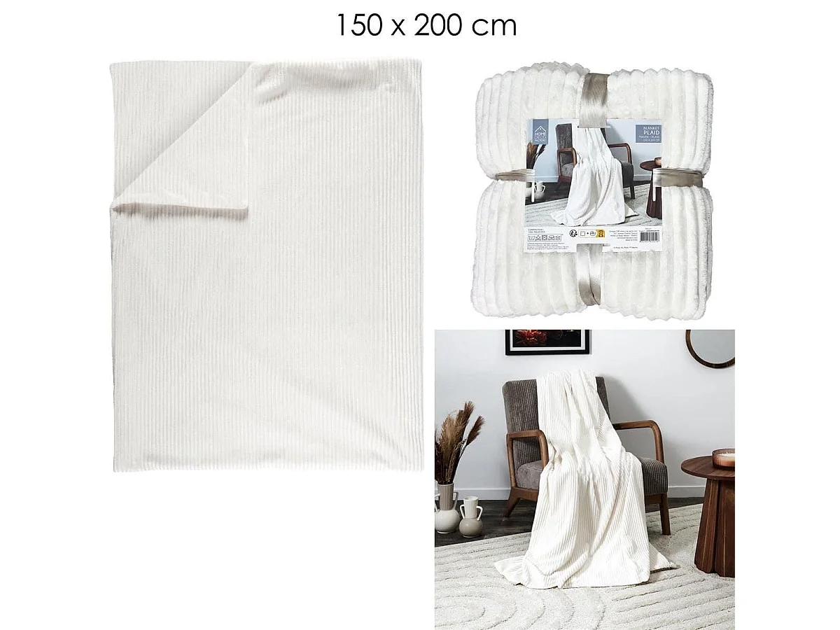 Plaid 150x200cm côtelée Flanelle, Confort Cosy et Style Intemporel - XIRIA