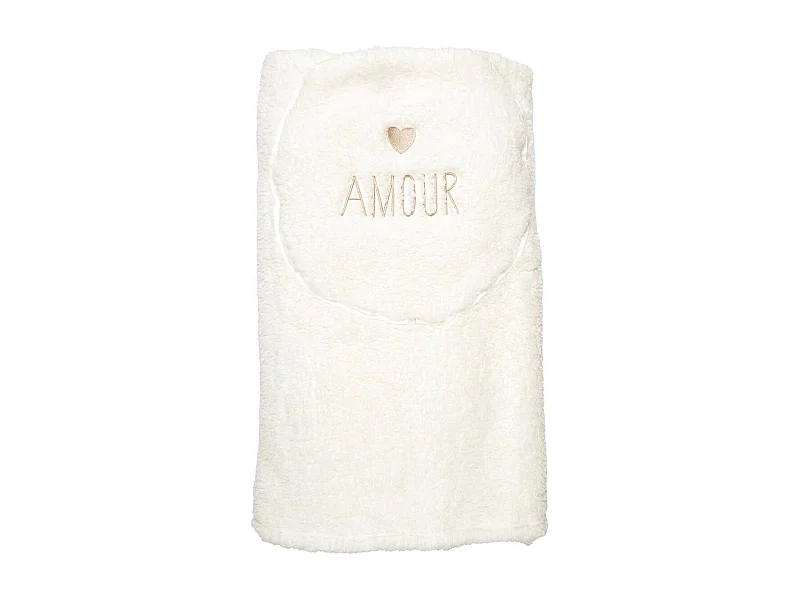 Plaid Coussin 2-en-1 "Amour" en Sherpa Coloris Crème - SATINA