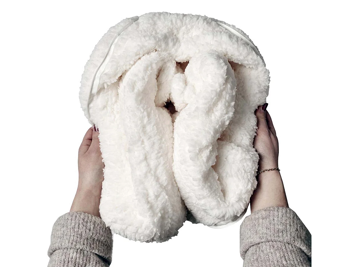 Plaid Coussin 2-en-1 "Amour" en Sherpa Coloris Crème - SATINA