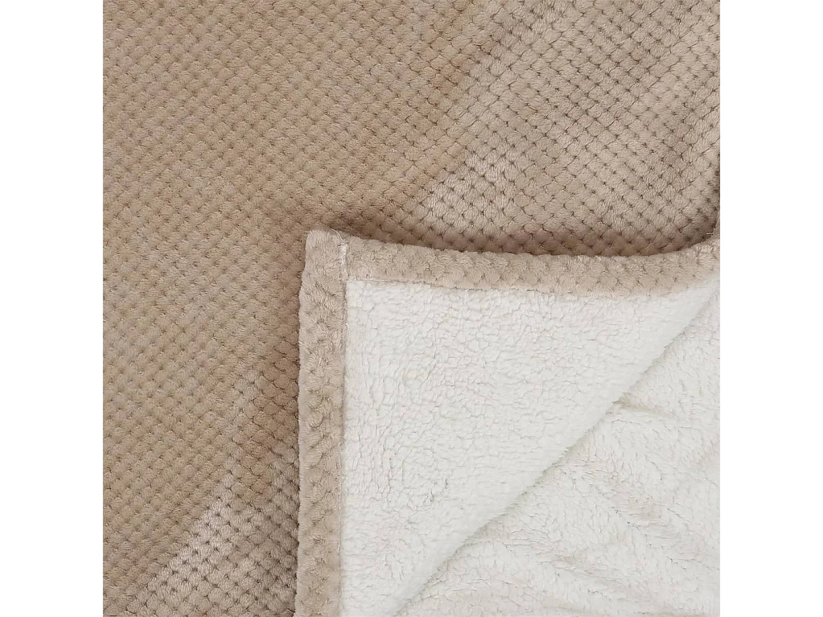 Plaid Ultra Doux 180x220cm Nid d'Abeille Beige et Sherpa - GAYA