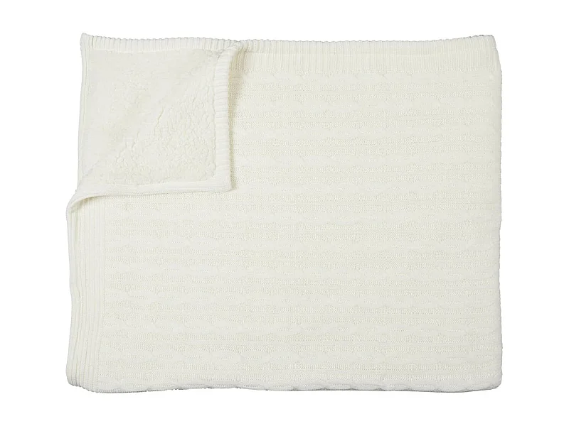 Plaid 120x150cmm Torsadé Crème et Sherpa - ELINA