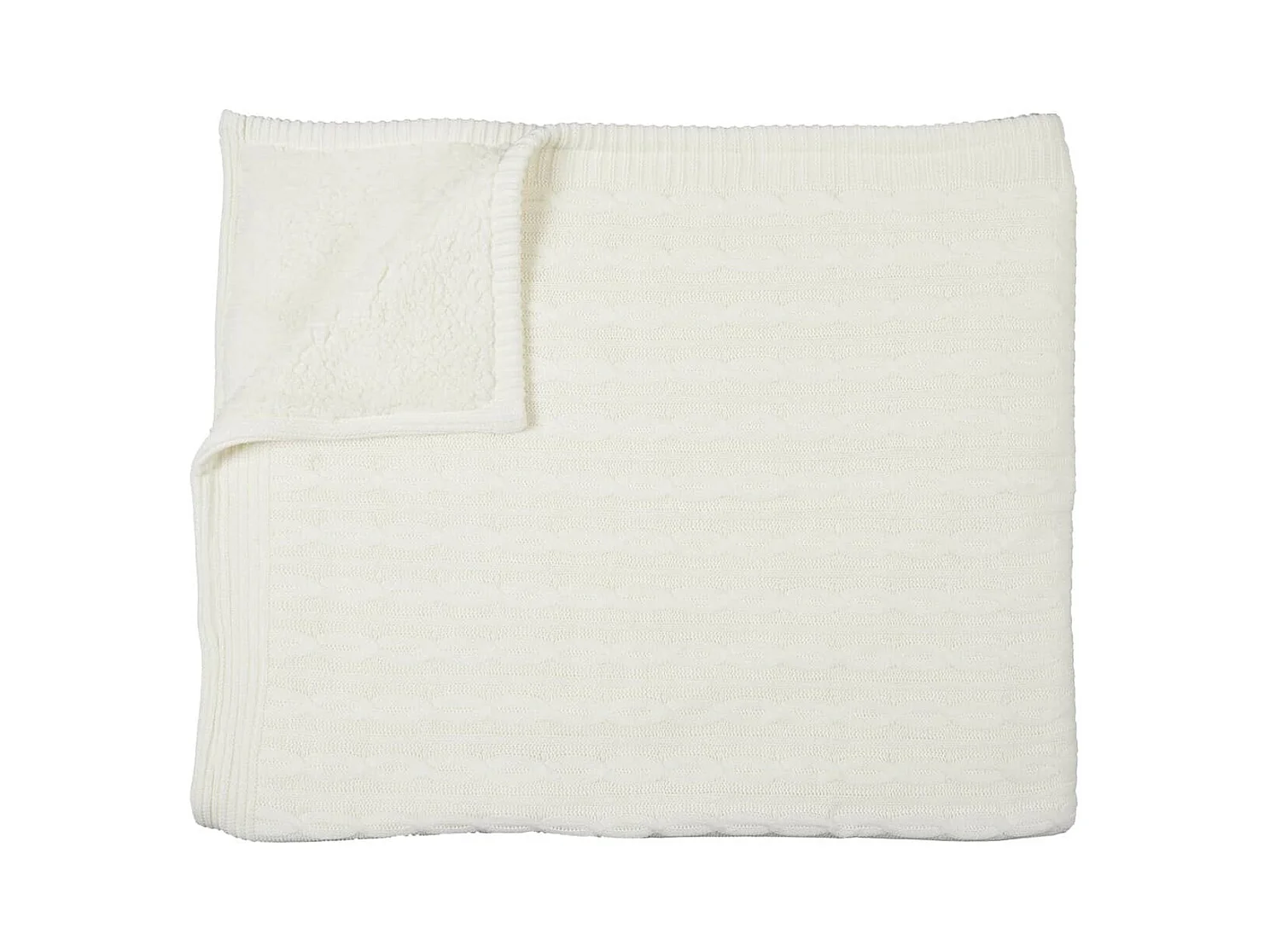 Plaid 120x150cmm Torsadé Crème et Sherpa - ELINA