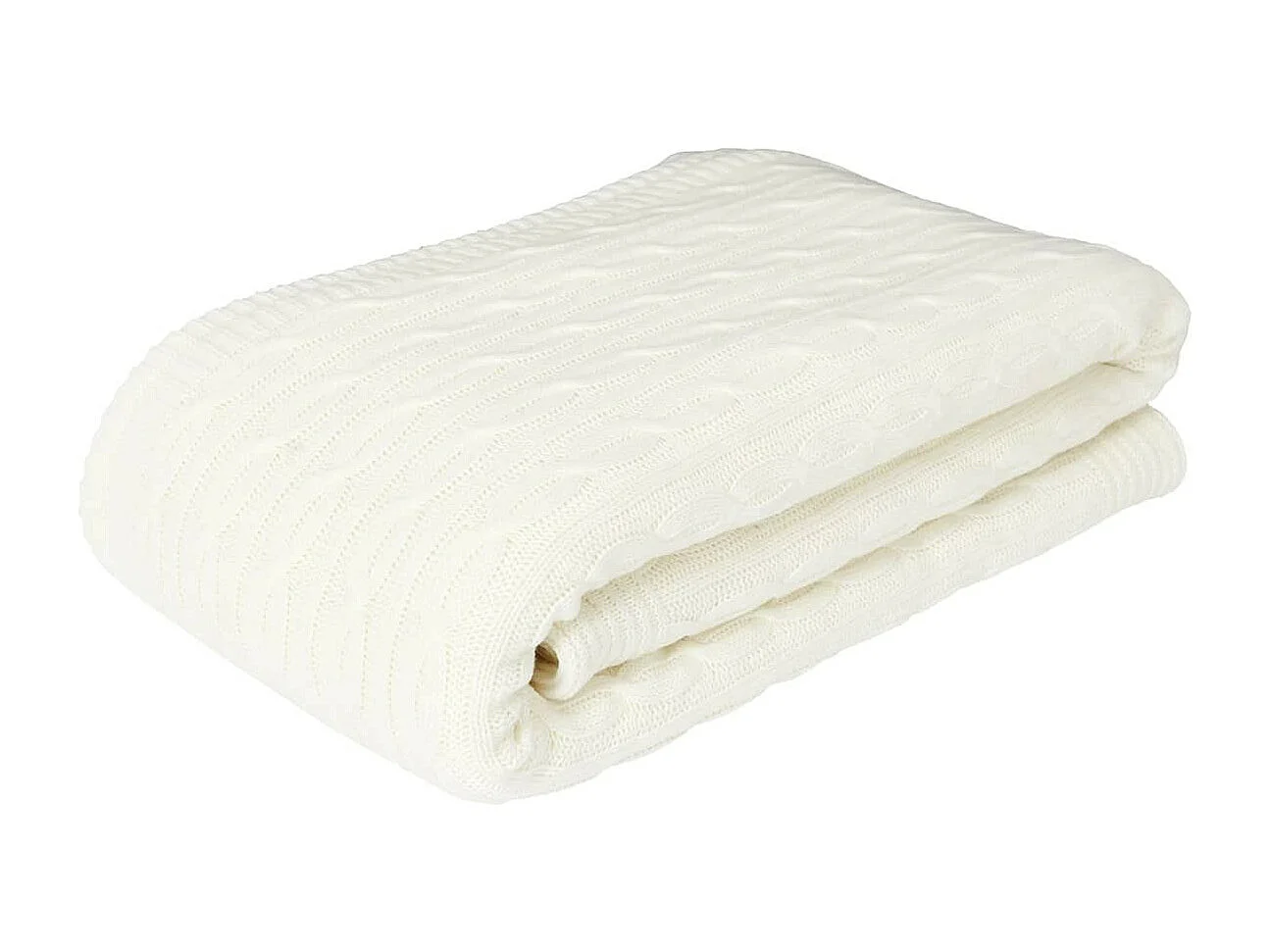 Plaid 120x150cmm Torsadé Crème et Sherpa - ELINA