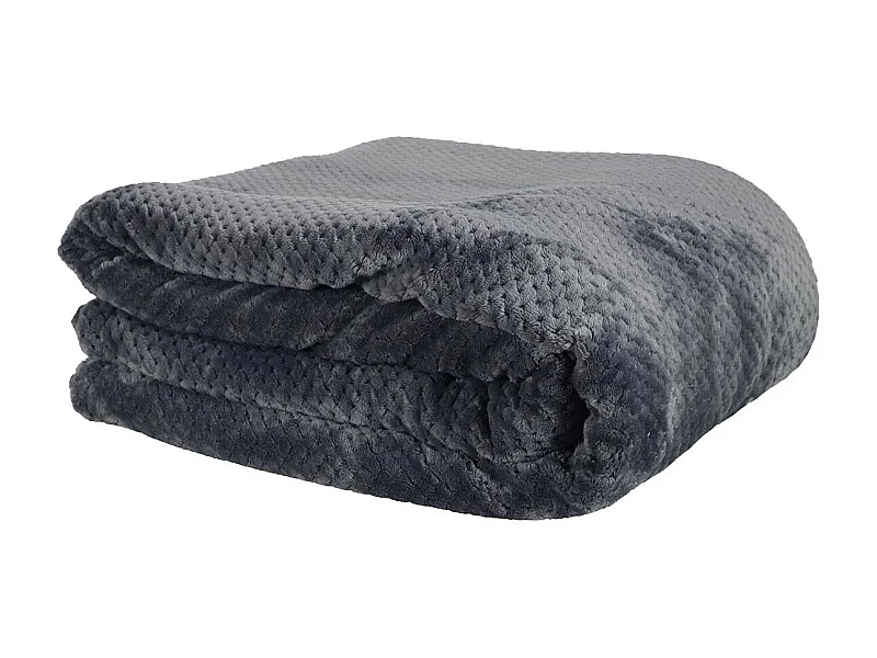 Plaid Ultra Doux 180x220cm Nid d'Abeille Gris Anthracite et Sherpa - GAYA