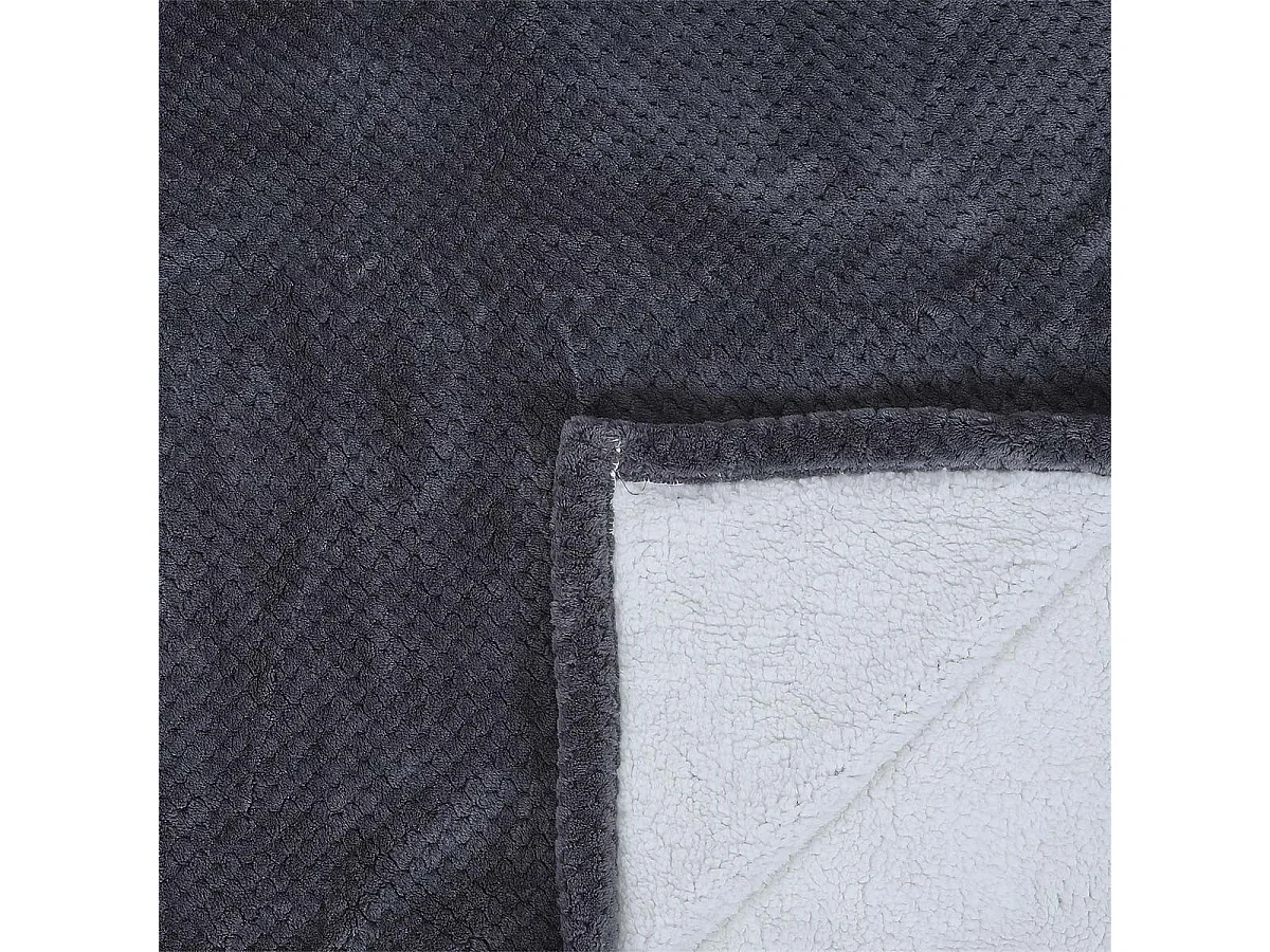 Plaid Ultra Doux 180x220cm Nid d'Abeille Gris Anthracite et Sherpa - GAYA