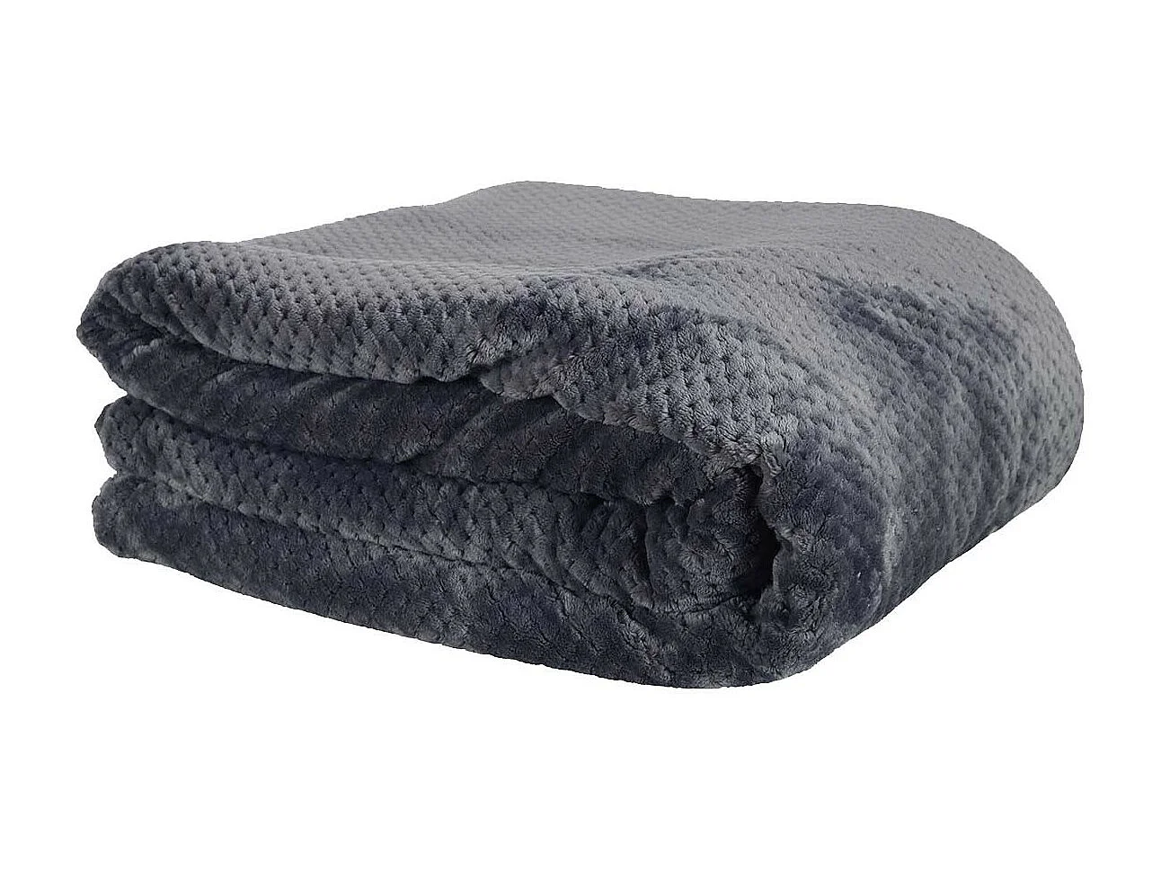 Plaid Ultra Doux 180x220cm Nid d'Abeille Gris Anthracite et Sherpa - GAYA