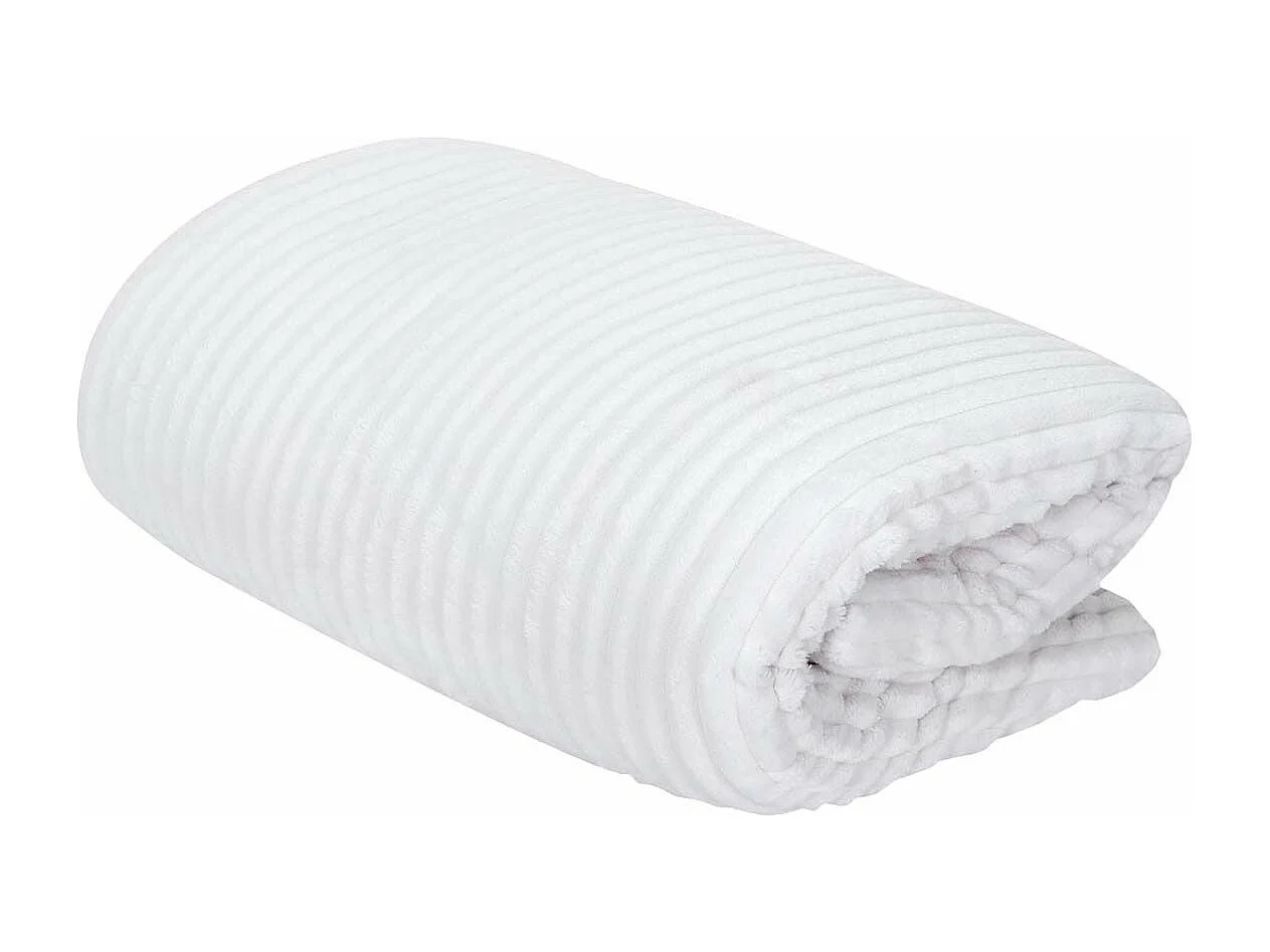 Plaid Flanelle Côtelé 180x220cm Blanc et Sherpa - COSYHOME