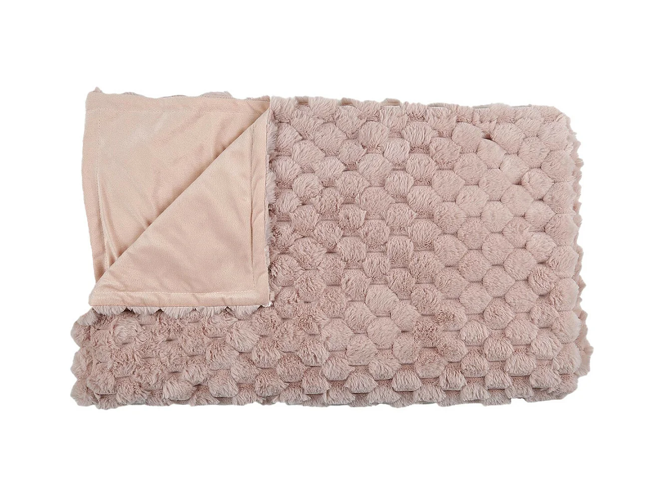Plaid Ultra Doux 120x150cm Imitation Fourrure Nid d'Abeille Rose - FLUFFY