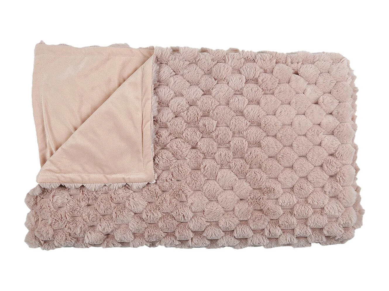 Plaid Ultra Doux 120x150cm Imitation Fourrure Nid d'Abeille Rose - FLUFFY