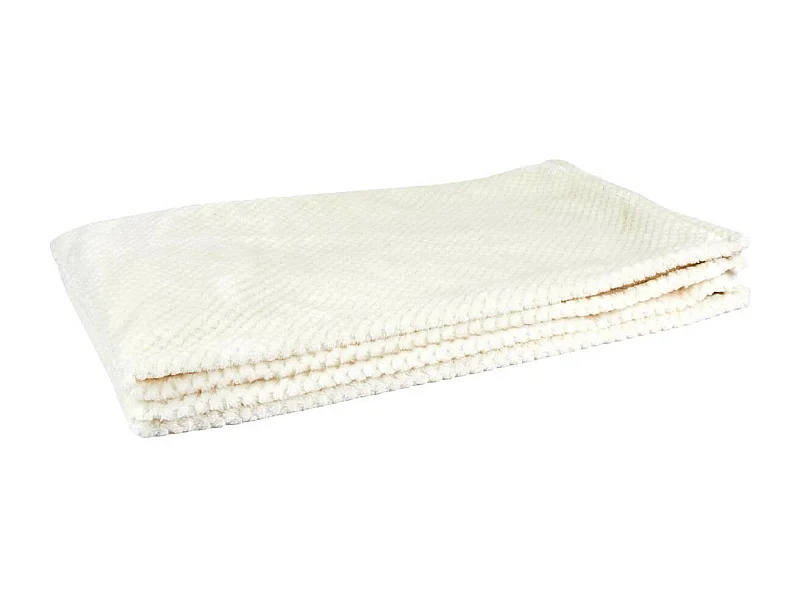 Plaid Ultra Doux 120x150cm Nid d'Abeille Crème - GAYA