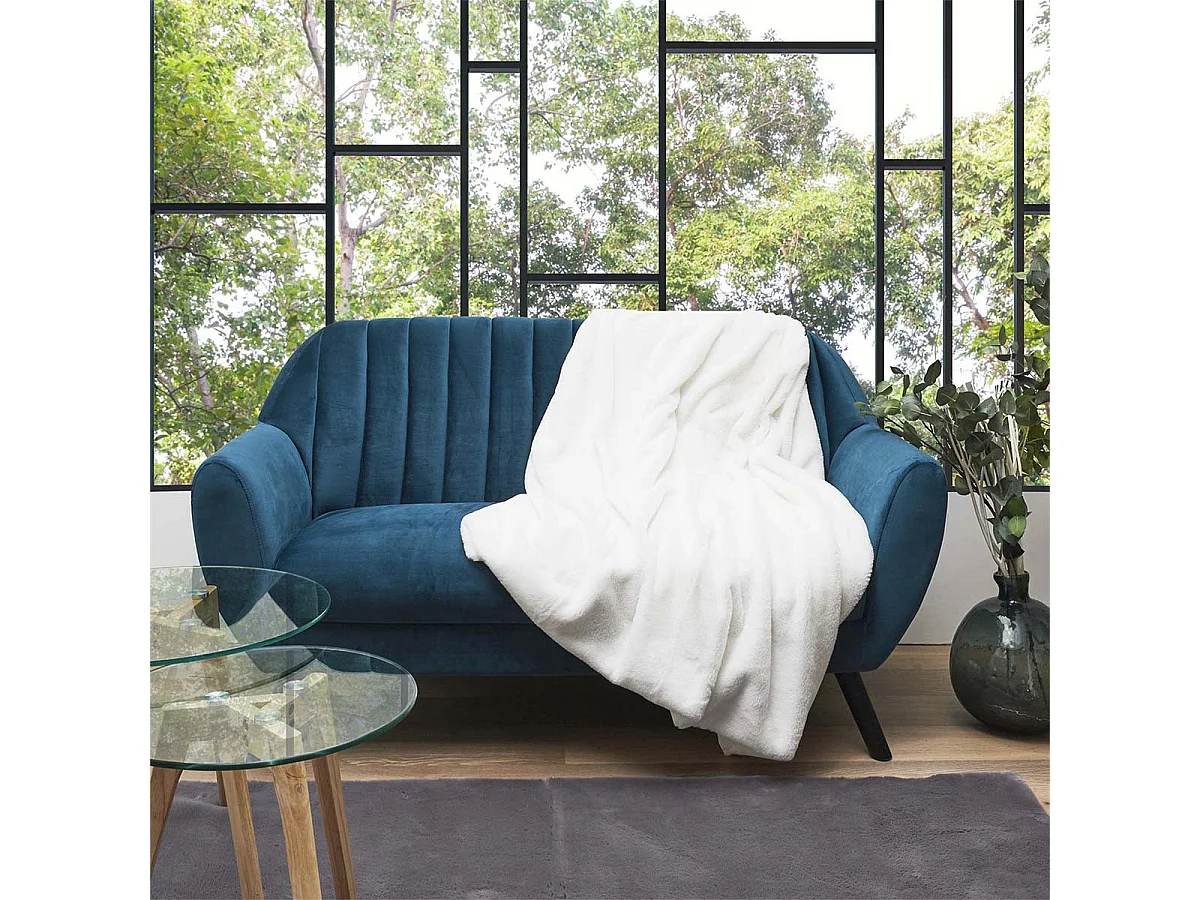 Plaid Ultra Doux 120x150cm Imitation Fourrure Blanche - FLUFFY