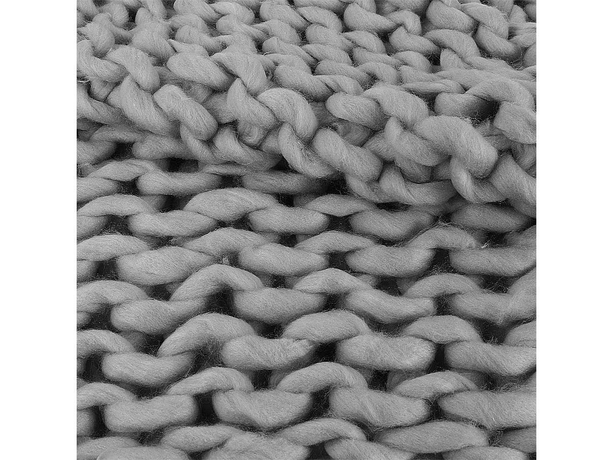 Plaid Chunky 120x150cm Grosse Maille Tressée Coloris Gris - LOTOV
