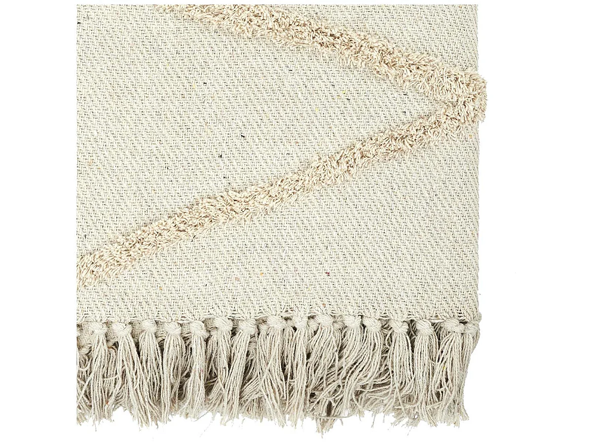 Plaid Jeté Ethnique Tufté 125x150cm Beige Formes Losanges - SAMIRA