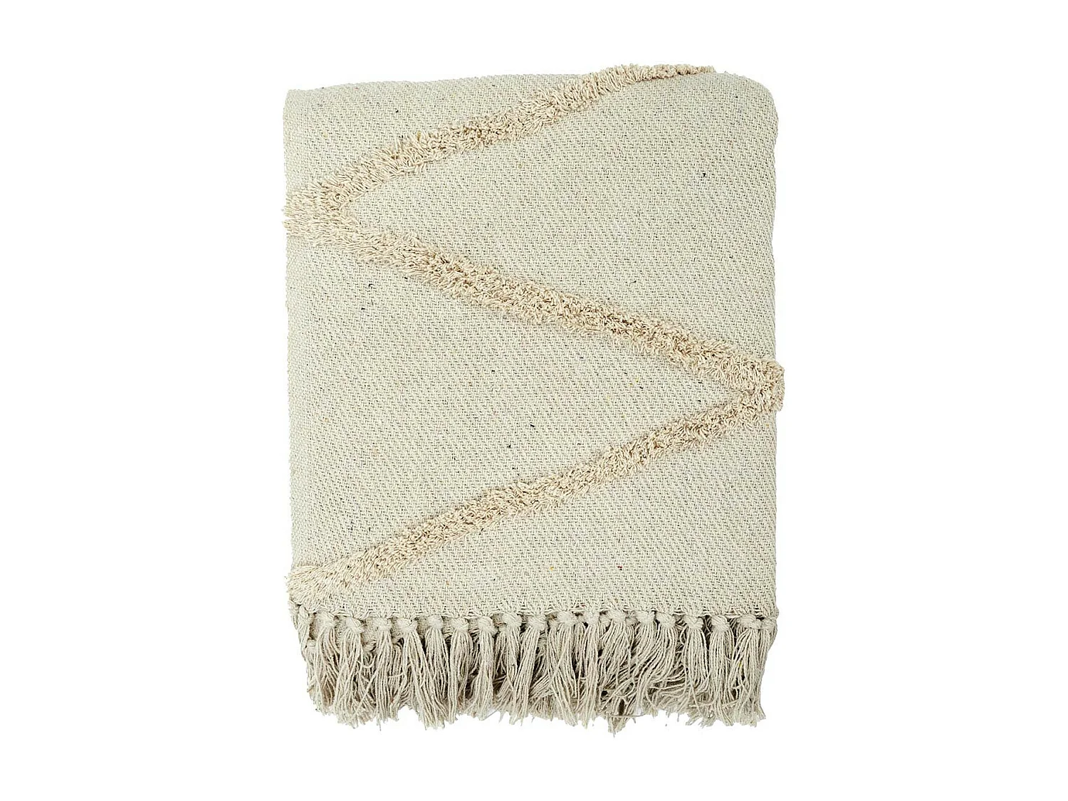 Plaid Jeté Ethnique Tufté 125x150cm Beige Formes Losanges - SAMIRA