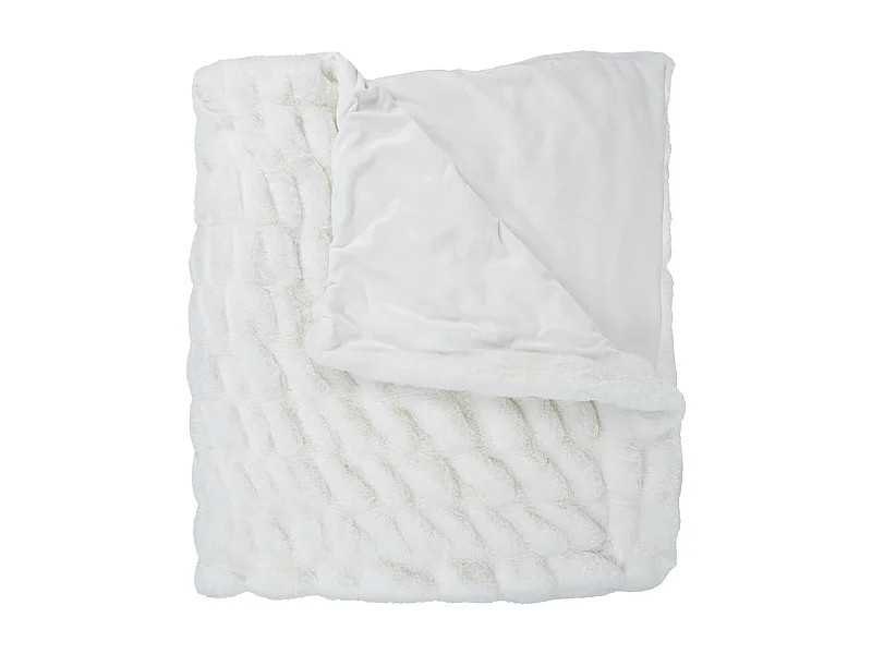 Plaid Ultra Doux 140x200cm Imitation Fourrure Texturée Blanc - ICONIC