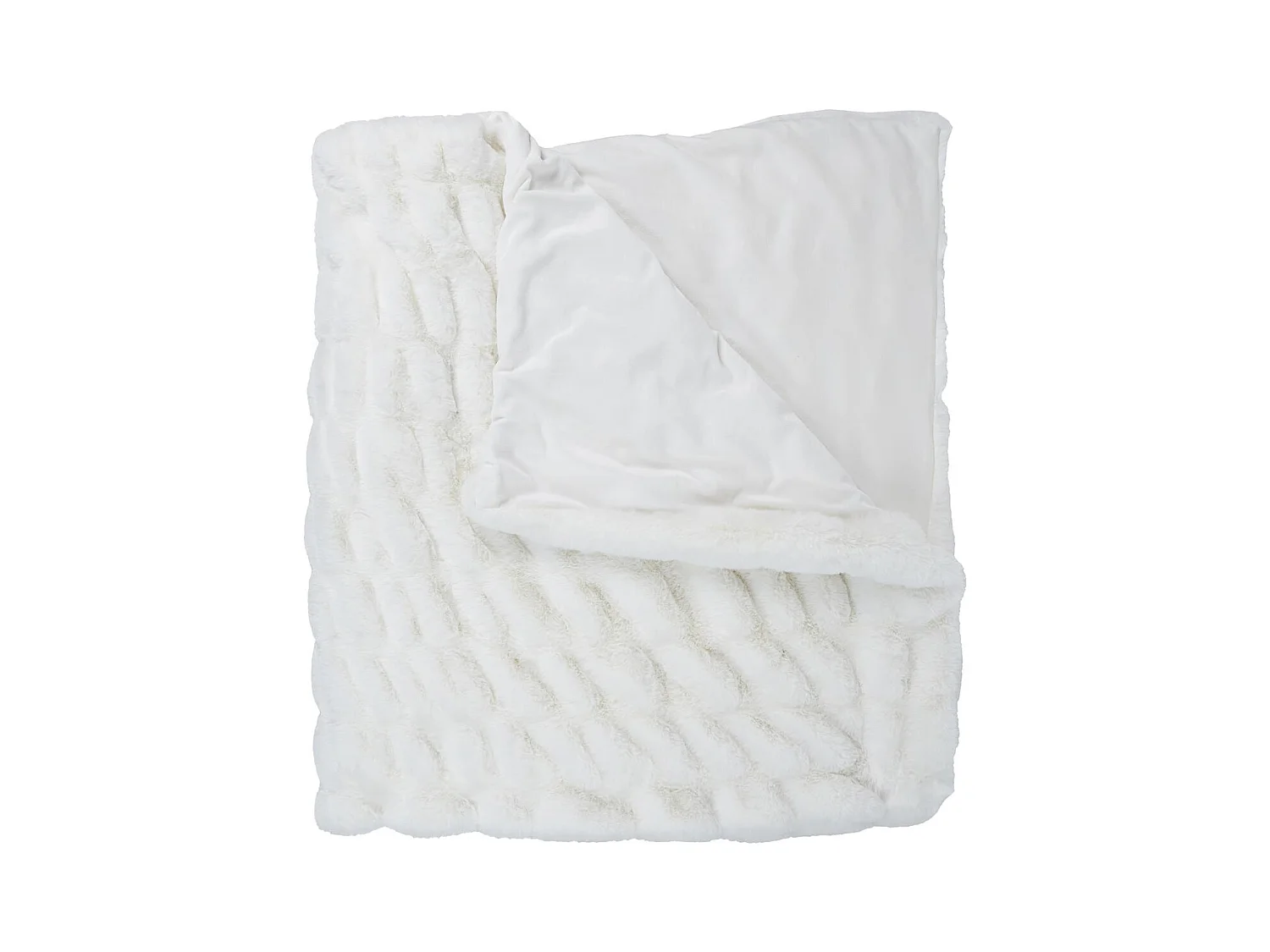 Plaid Ultra Doux 140x200cm Imitation Fourrure Texturée Blanc