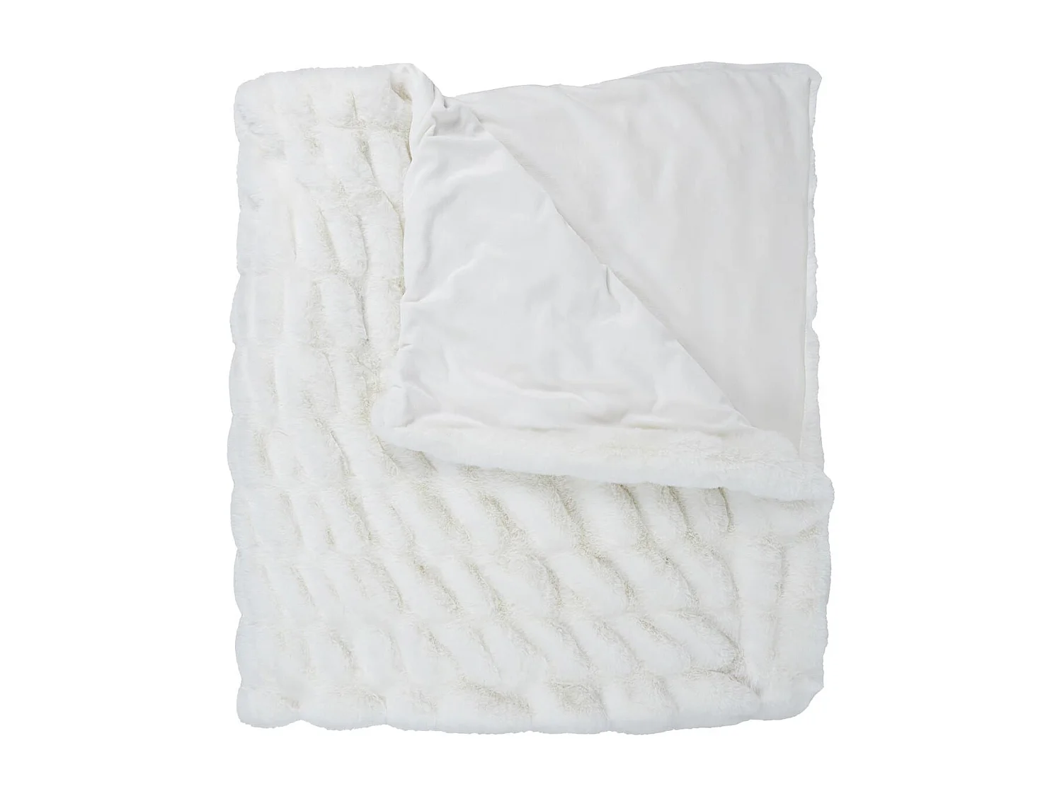 Plaid Ultra Doux 140x200cm Imitation Fourrure Texturée Blanc - ICONIC