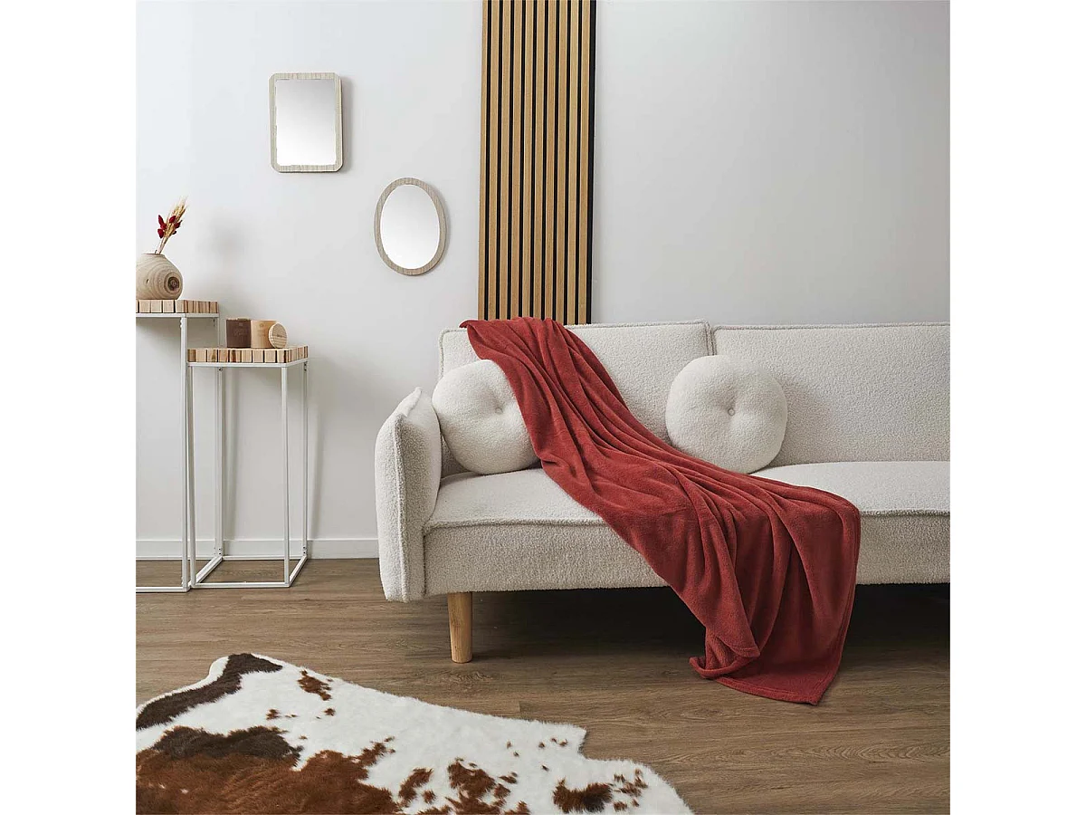 Plaid Doux en Microfibre Terracotta 150x200cm - LUXEL