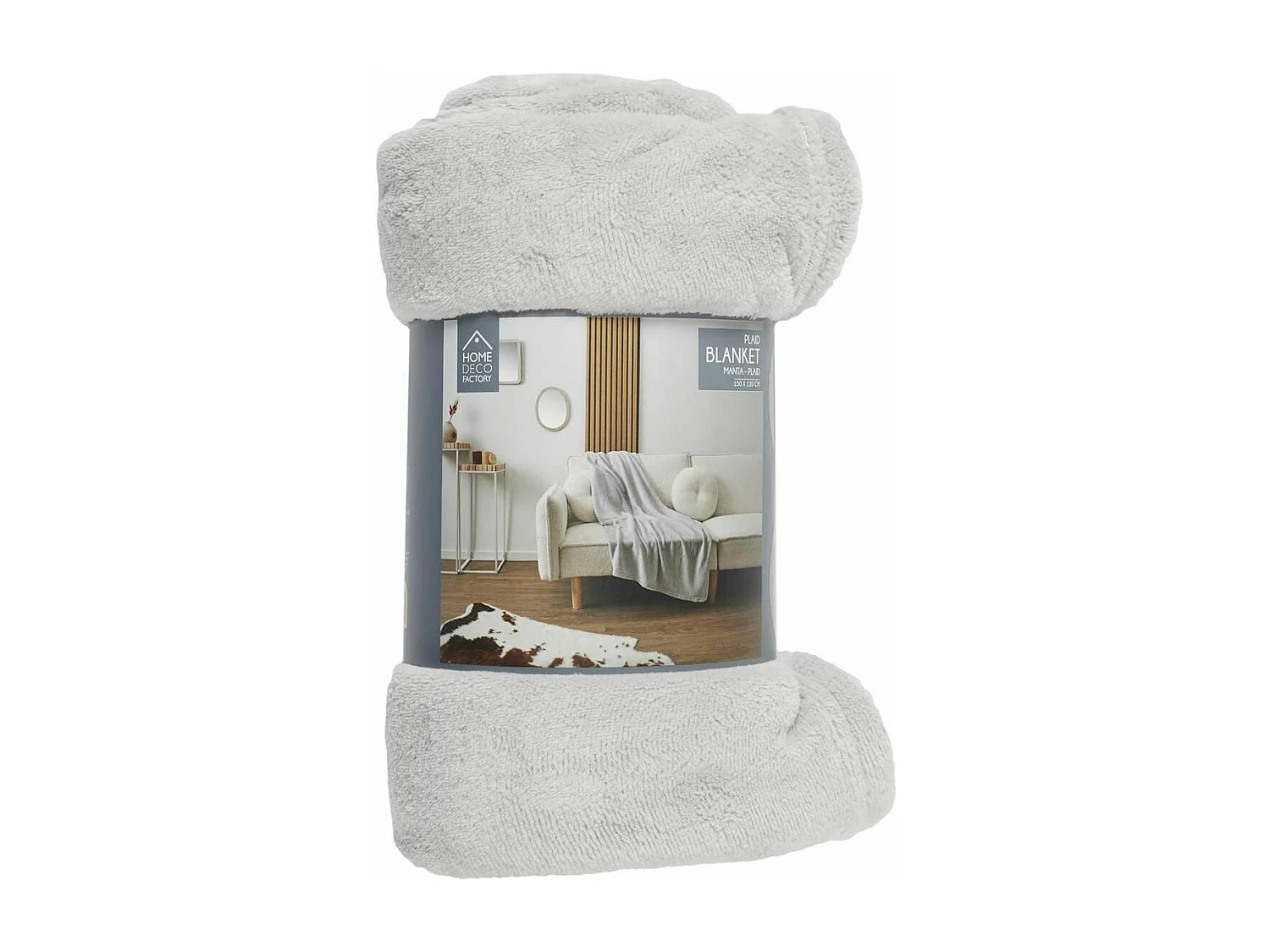 Plaid Microfibre Gris Clair 120x150cm, Doux Effet Sherpa, Lavable en Machine - OLIN