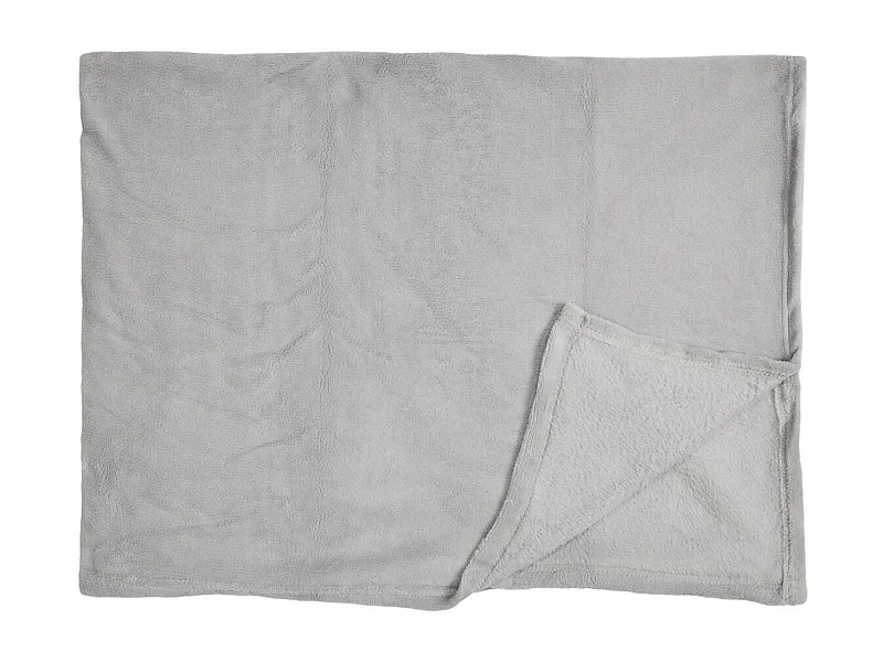 Plaid Microfibre Gris Clair 120x150cm, Doux Effet Sherpa, Lavable en Machine - OLIN