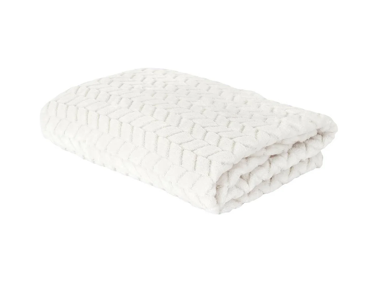 Plaid Ultra Doux 120x150cm Motif Chevrons Blanc - HOWY