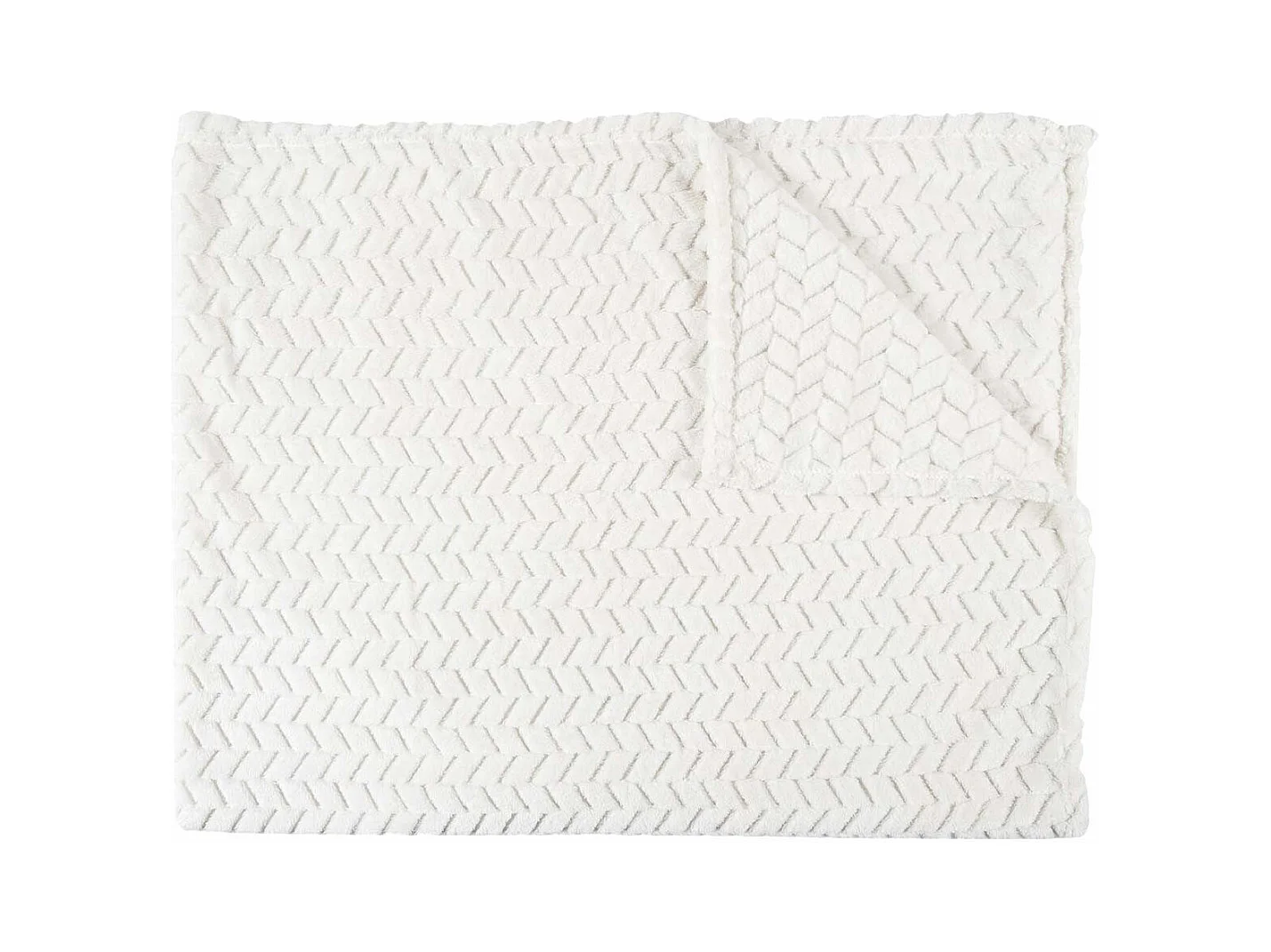 Plaid Ultra Doux 120x150cm Motif Chevrons Blanc