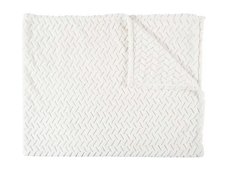 Plaid Ultra Doux 120x150cm Motif Chevrons Blanc - HOWY