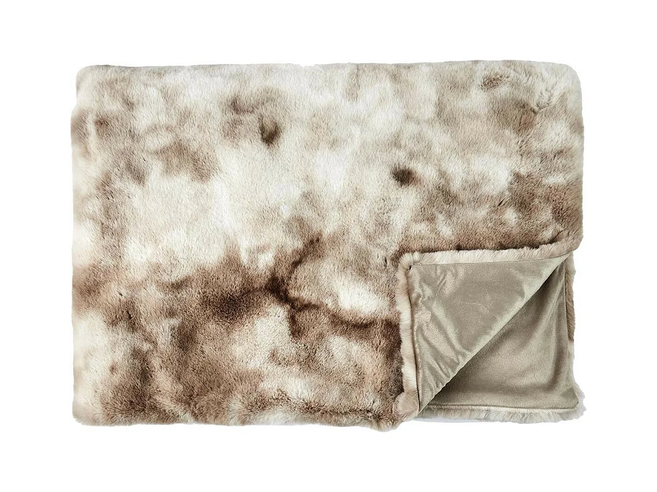 Plaid Ultra Doux 140x200cm Imitation Fourrure Ombrée Coloris Marron et Blanc - FLUFFY