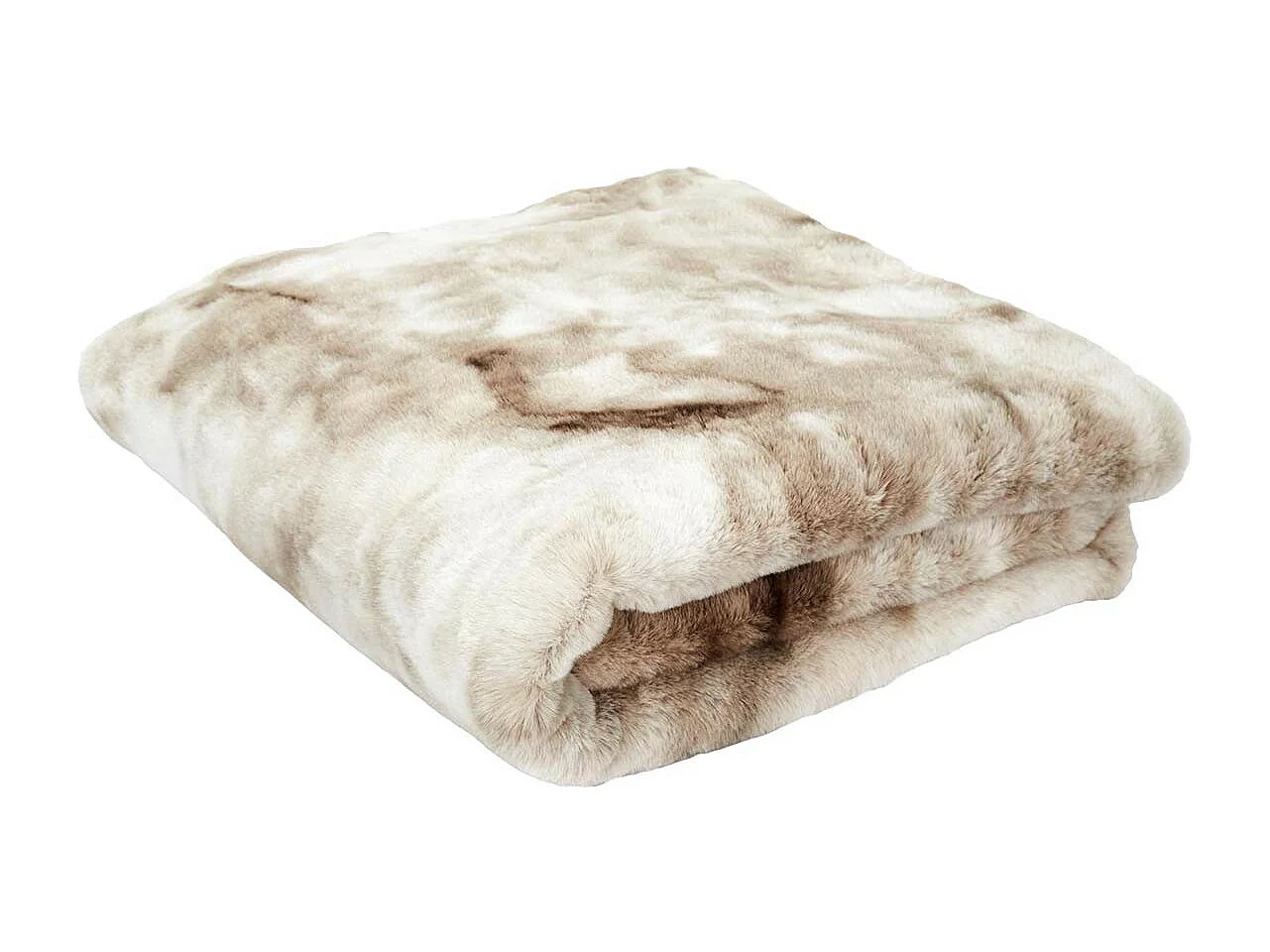 Plaid Ultra Doux 140x200cm Imitation Fourrure Ombrée Coloris Marron et Blanc - FLUFFY