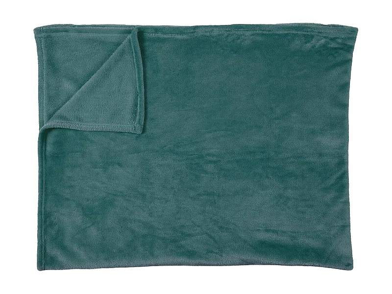 Plaid Flanelle 125x150cm Uni Bleu Canard - ESSENTIEL