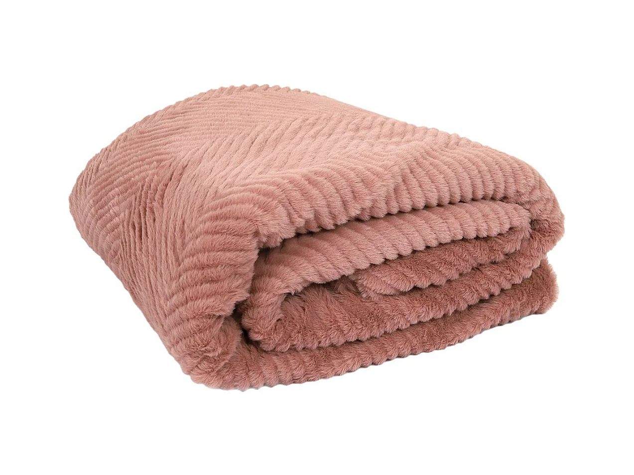 Plaid Ultra Doux 140x200cm Imitation Fourrure Texturée Rose et Sherpa - KATSU