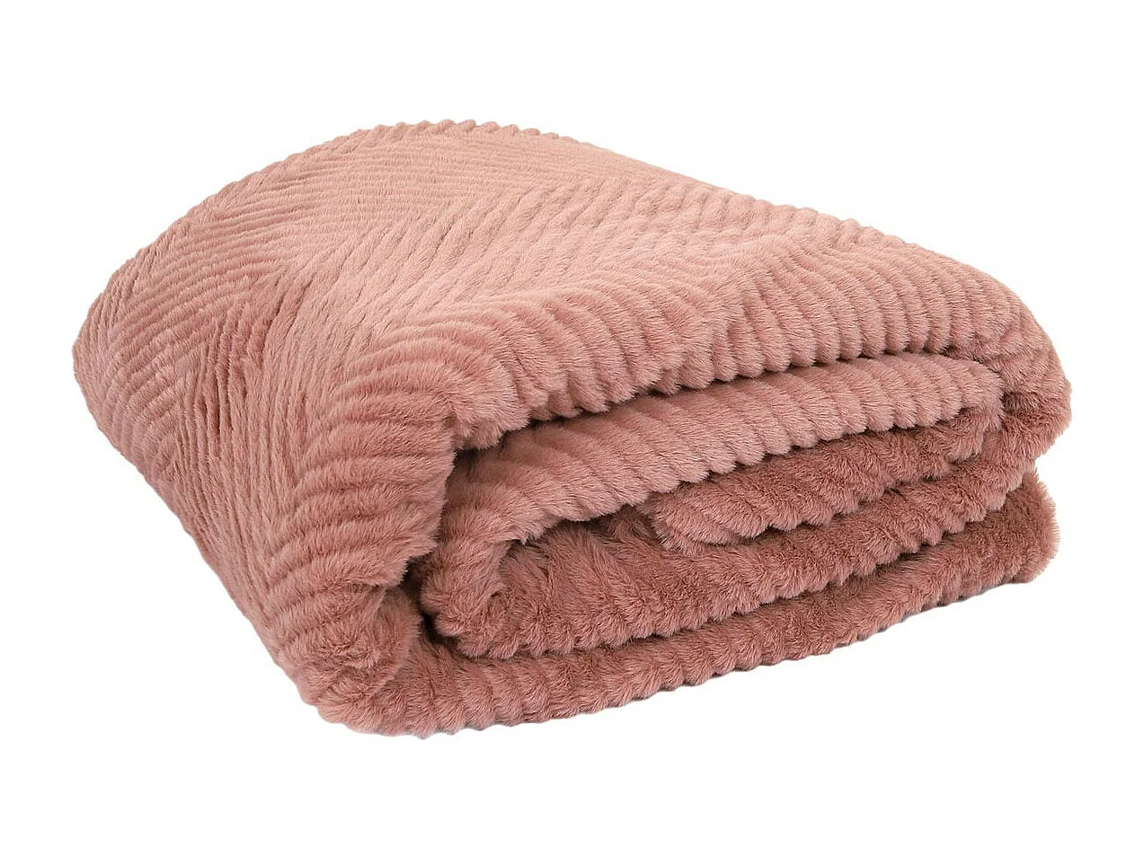 Plaid Ultra Doux 140x200cm Imitation Fourrure Texturée Rose et Sherpa - KATSU