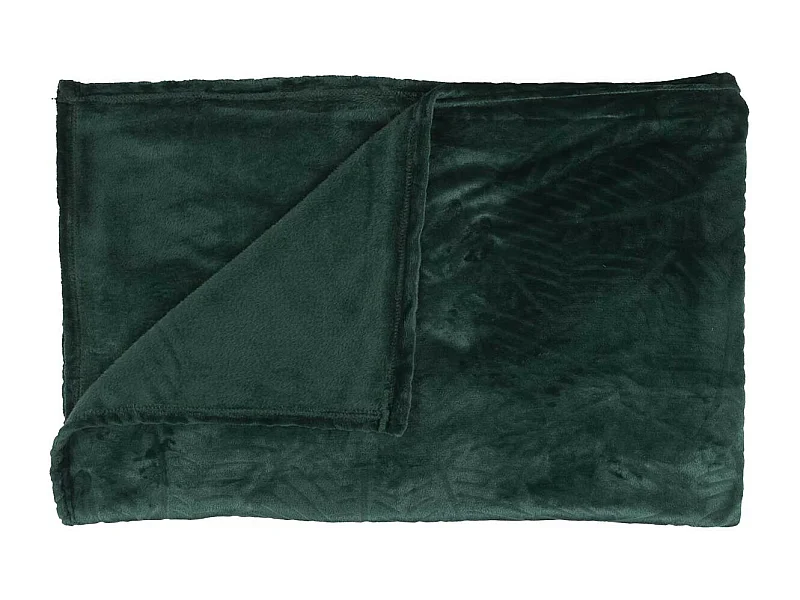 Plaid Flanelle 150x200cm Embossé Motif Feuilles Vet Sapin - FLONY