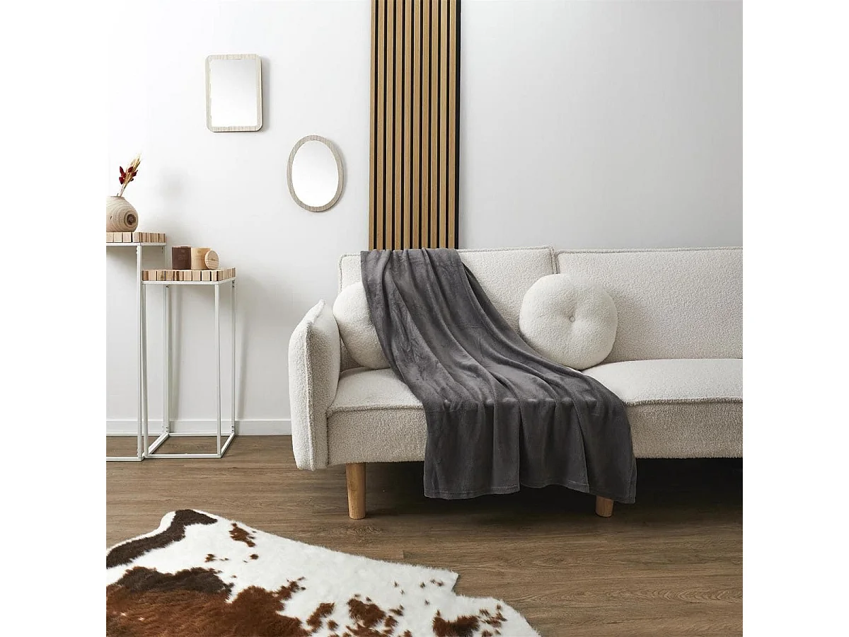 Plaid Microfibre Gris Foncé 120x150cm - KAZAN