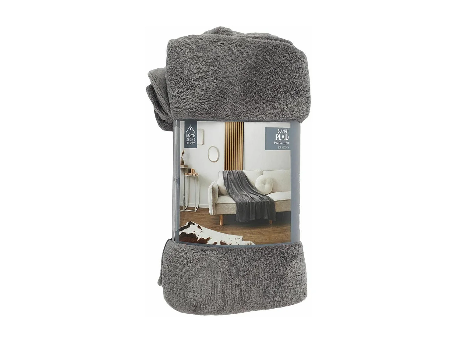 Plaid Microfibre Gris Foncé 120x150cm - KAZAN